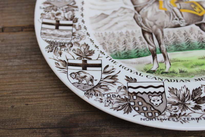 photo of vintage English ironstone china plate Mounties officer on horse Royal Canadian Mounted Police #5