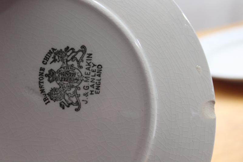 photo of vintage English ironstone dishes, plain white plates rustic farmhouse table ware #9