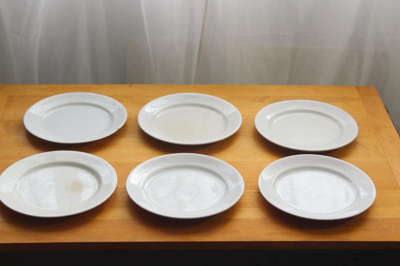 photo of vintage English ironstone dishes, plain white plates rustic farmhouse table ware #10