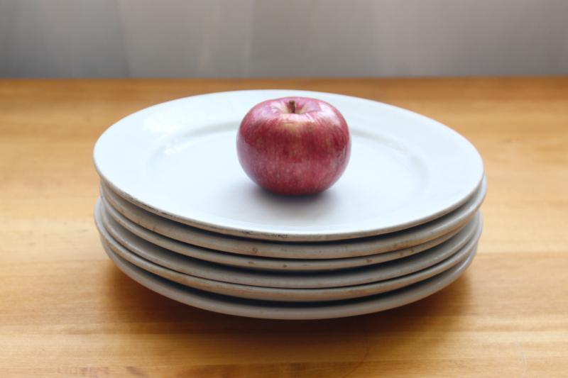 photo of vintage English ironstone dishes, plain white plates rustic farmhouse table ware #1