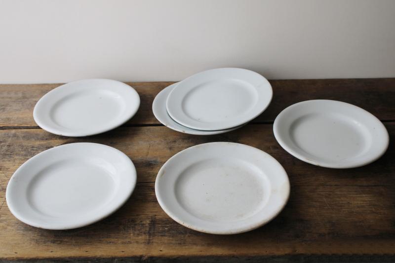 photo of vintage English ironstone dishes, plain white plates rustic farmhouse table ware #1