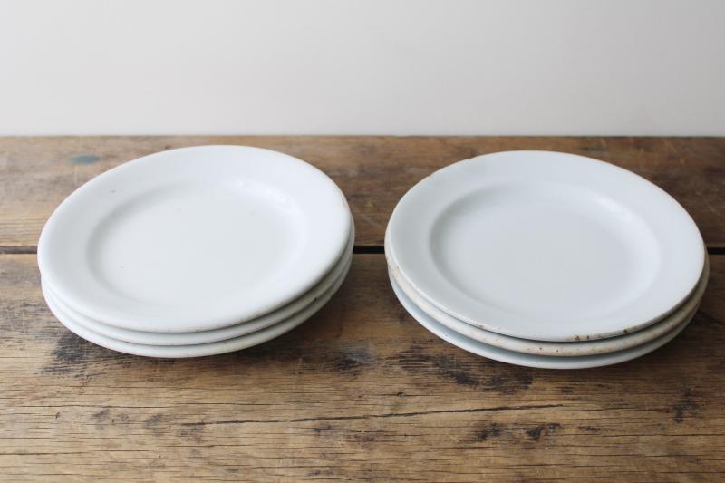 photo of vintage English ironstone dishes, plain white plates rustic farmhouse table ware #2