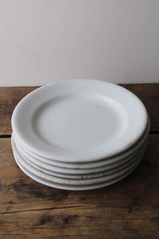 photo of vintage English ironstone dishes, plain white plates rustic farmhouse table ware #3