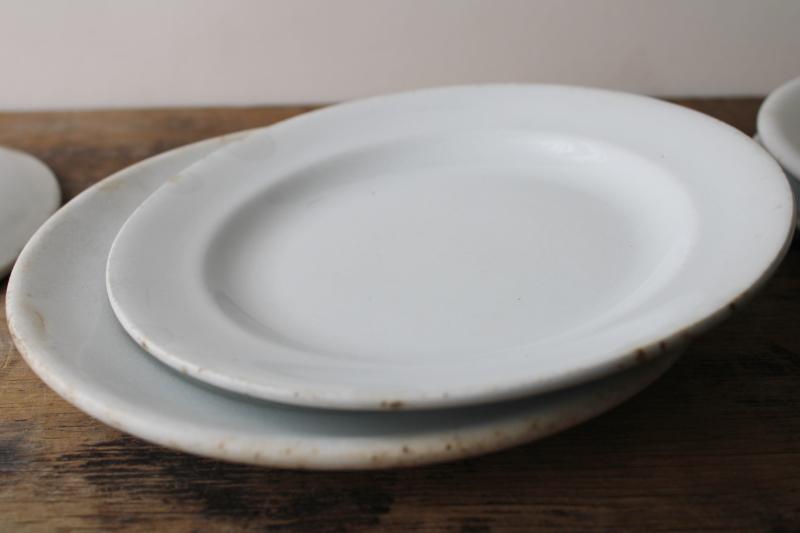 photo of vintage English ironstone dishes, plain white plates rustic farmhouse table ware #12