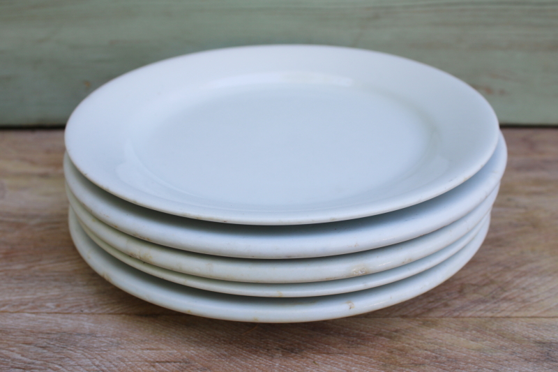 photo of vintage English ironstone dishes, plain white plates rustic farmhouse table ware #1