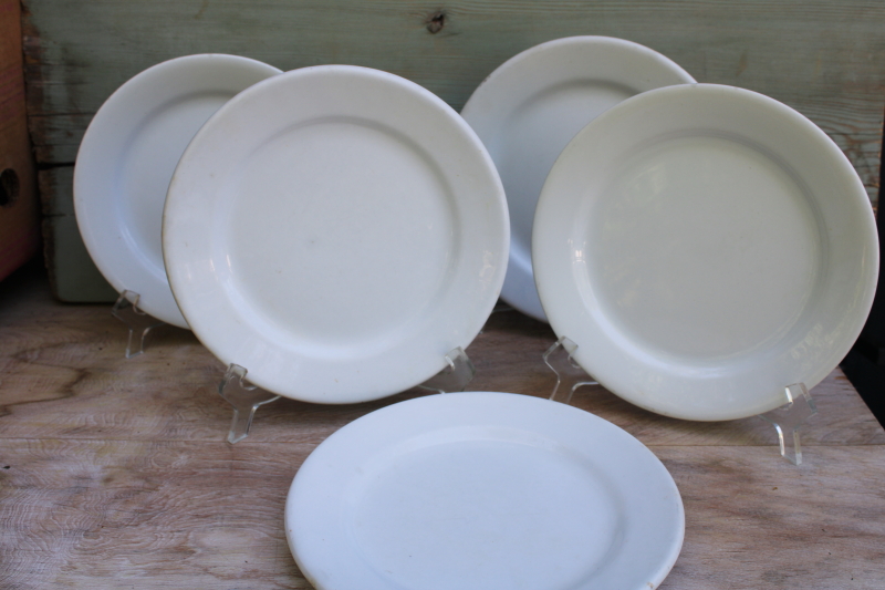 photo of vintage English ironstone dishes, plain white plates rustic farmhouse table ware #3