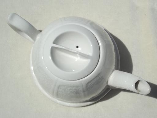 photo of vintage English pottery tea pot, teapot with art deco aluminum beehive cover #7