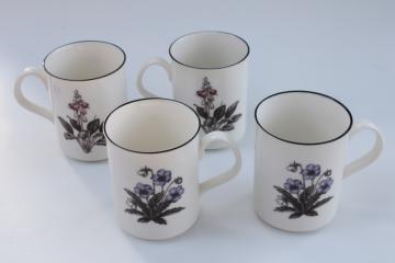 catalog photo of vintage Epoch Delphi mugs microwave safe English country style floral primroses foxgloves