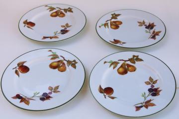 vintage Evesham Vale fruit green border salad plates England Royal Worcester 