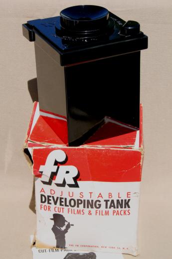 photo of vintage FR DT 500 film developing tank, adjustable  bakelite developing tank for cut film & film pack #1