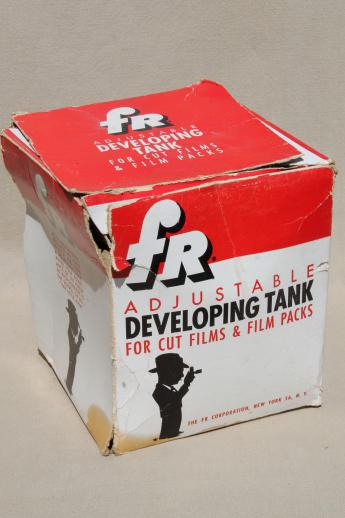 photo of vintage FR DT 500 film developing tank, adjustable  bakelite developing tank for cut film & film pack #8