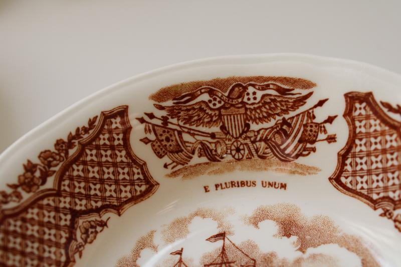 photo of vintage Fair Winds Alfred Meakin china fruit bowls w/ tall ships historic scenes #3