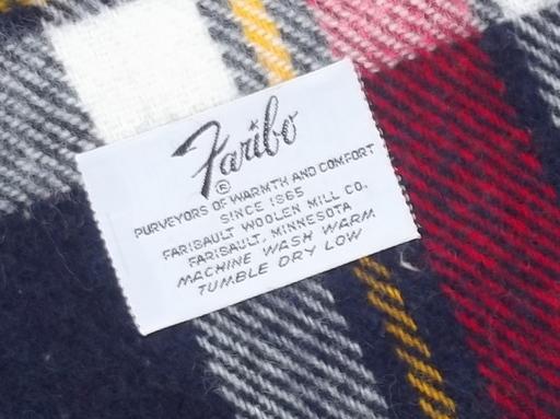 photo of vintage Faribo camp blanket throw, soft acrylic red, blue & gold plaid  #5