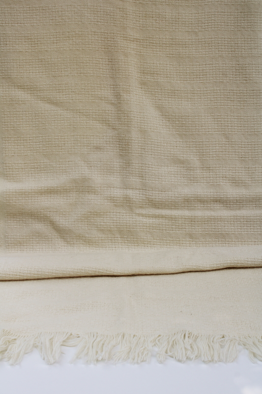 photo of vintage Faribo cream colored wool blend throw blanket w/ tag, never used  #5