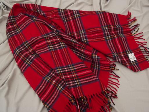 photo of vintage Faribo wool camp blanket, never used vintage red plaid blanket #2