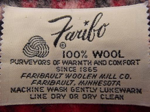 photo of vintage Faribo wool camp blanket, never used vintage red plaid blanket #3