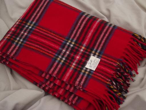 photo of vintage Faribo wool camp blanket, never used vintage red plaid blanket #5