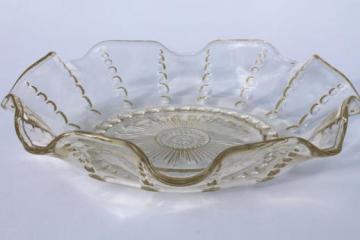catalog photo of vintage Federal Columbia glass salad bowl, large fancy clear glass serving dish
