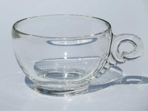 photo of vintage Federal Columbia pattern glass snack sets or luncheon sets for 4 #4