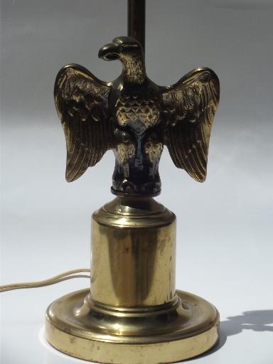 photo of vintage Federal eagle antiqued brass cast metal figure table / desk lamp #1