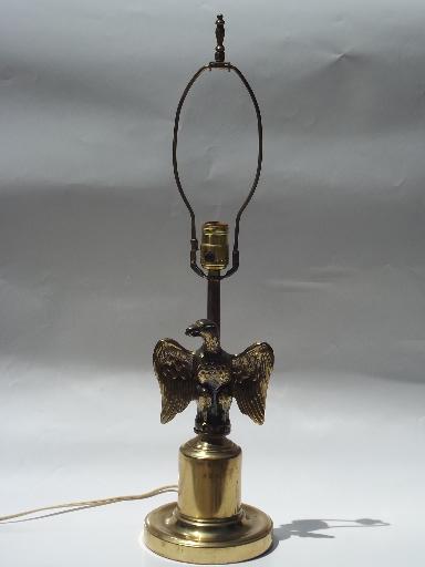 photo of vintage Federal eagle antiqued brass cast metal figure table / desk lamp #2