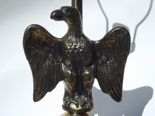 photo of vintage Federal eagle antiqued brass cast metal figure table / desk lamp #4