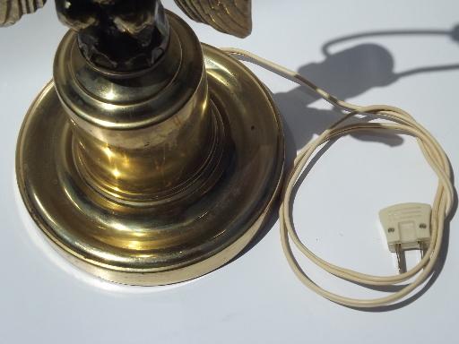 photo of vintage Federal eagle antiqued brass cast metal figure table / desk lamp #5