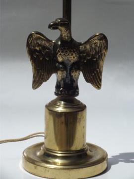 catalog photo of vintage Federal eagle antiqued brass cast metal figure table / desk lamp