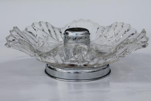 photo of vintage Federal glass Pioneer nut bowl, fruit pattern pressed glass dish w/ nutcracker #1