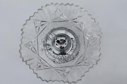 photo of vintage Federal glass Pioneer nut bowl, fruit pattern pressed glass dish w/ nutcracker #3