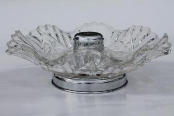 catalog photo of vintage Federal glass Pioneer nut bowl, fruit pattern pressed glass dish w/ nutcracker