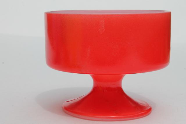 photo of vintage Federal glass heat proof kitchen milk glass sherbets w/ Pyrex type primary colors #5