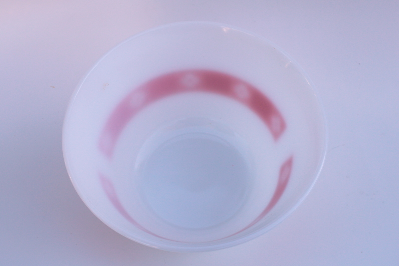 photo of vintage Federal glass large mixing bowl, milk white w/ red picnic gingham checked pattern #2