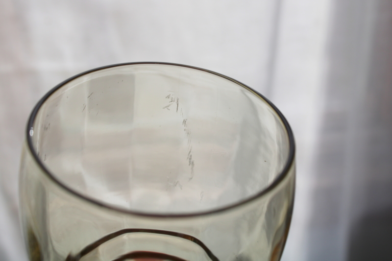 photo of vintage Federal glass yellow depression glass tumblers deco style stacked ring bands pattern  #3