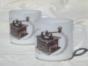 catalog photo of vintage Federal oven proof glass coffee mugs w/ Moorman's advetising