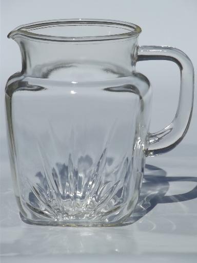 photo of vintage Federal star pattern glass pitcher, large old milk pitcher #1