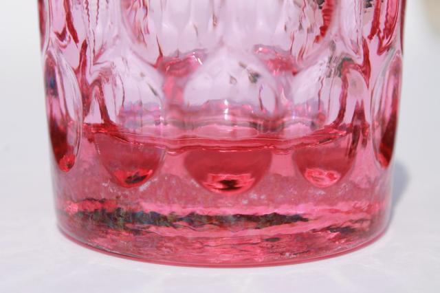 photo of vintage Fenton Colonial pink thumbprint pattern glass, set of 10 juice glasses tumblers #5