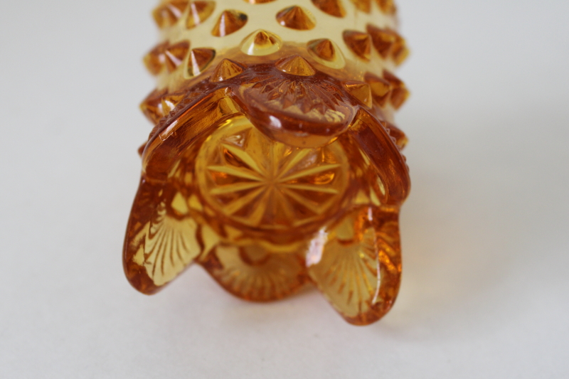 photo of vintage Fenton amber glass hobnail pattern toothpick holder  #2
