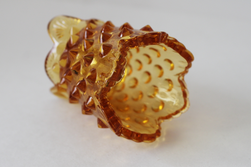 photo of vintage Fenton amber glass hobnail pattern toothpick holder  #3