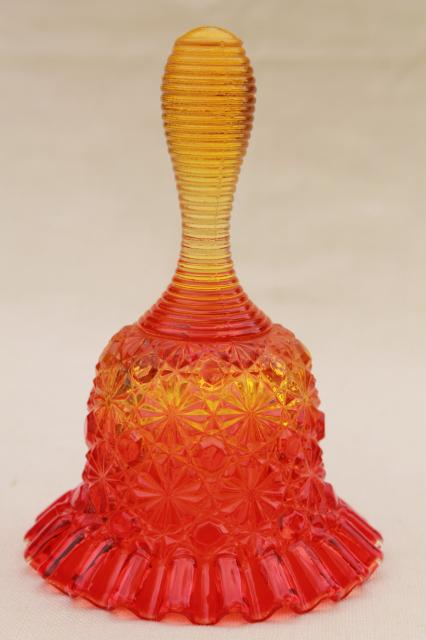 photo of vintage Fenton amberina glass daisy & button pattern table bell #1