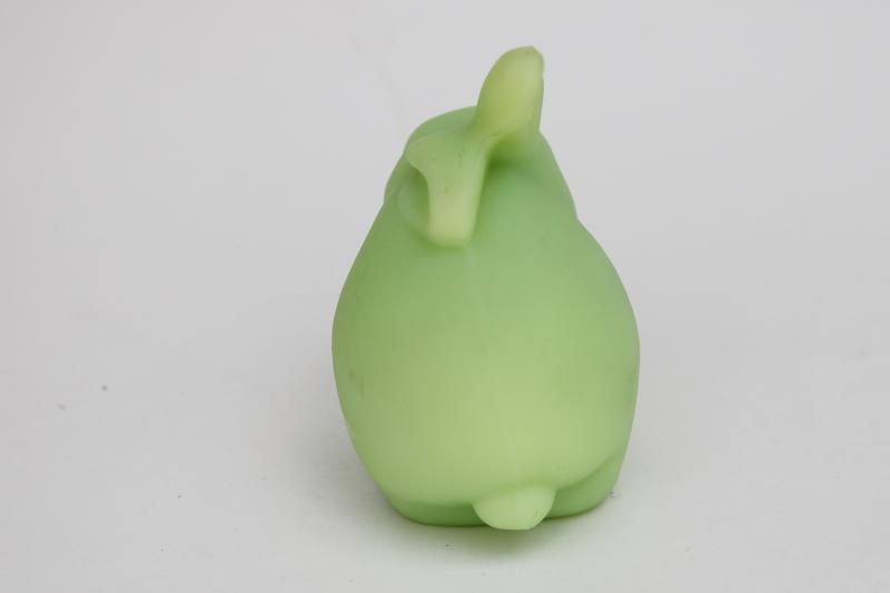 photo of vintage Fenton bunny rabbit figurine, lime green uranium glass, glows in UV black light #5