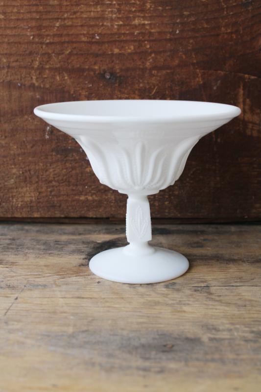 photo of vintage Fenton cactus pattern milk glass candy or nut dish, mini compote bowl #1