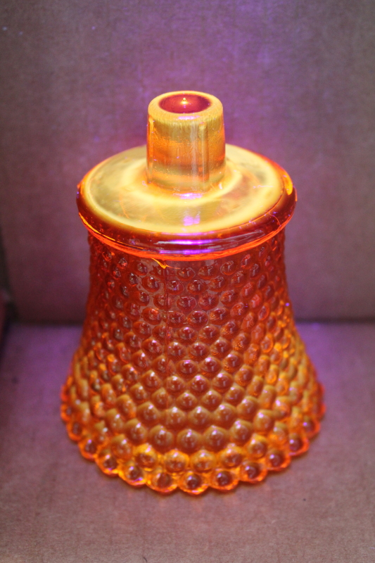 photo of vintage Fenton cadmium glow orange hobnail glass peg votive cups for sconces or candle holders  #7