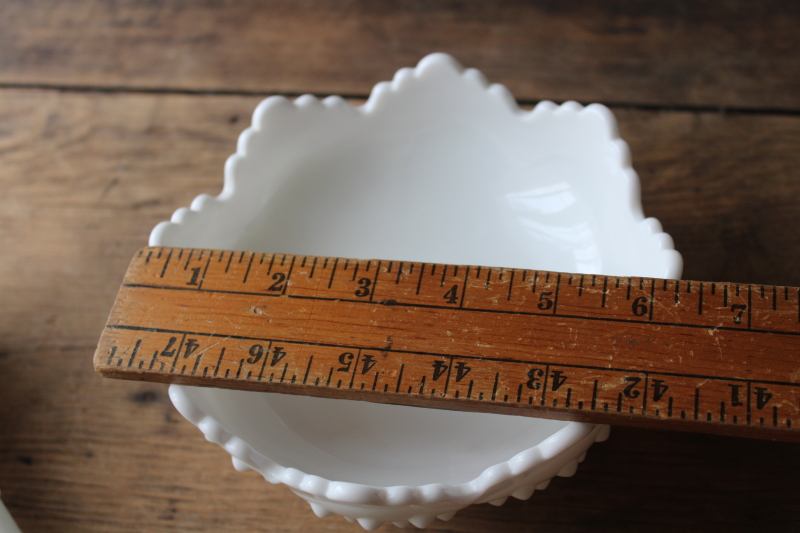 photo of vintage Fenton epergne, two piece centerpiece flower bowl w/ horn vase hobnail milk glass  #4