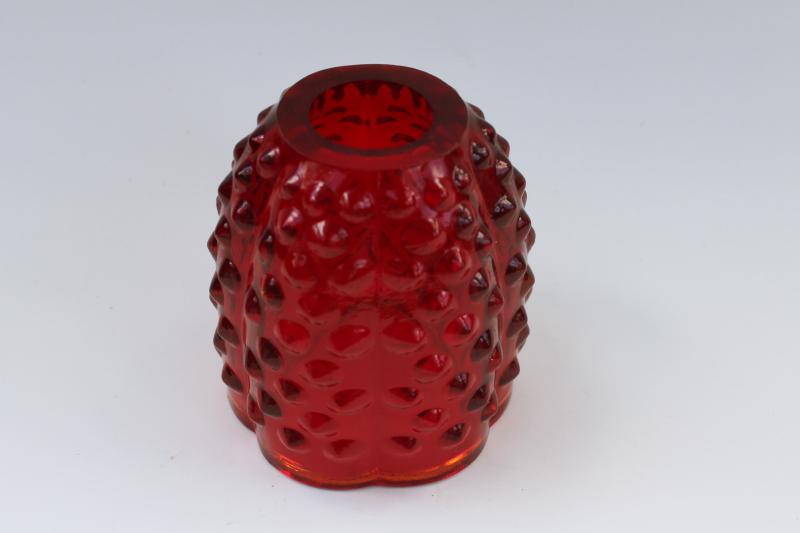 photo of vintage Fenton fairy light lamp shade (no candle base) ruby red hobnail glass #1