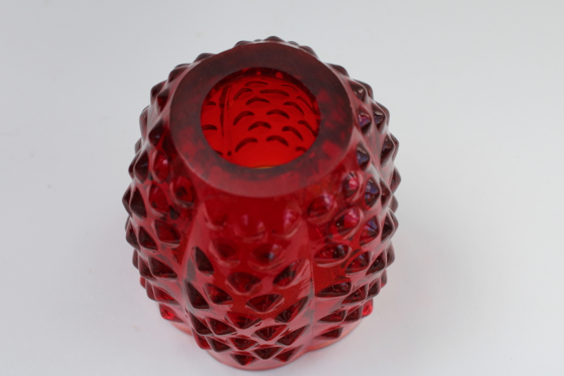 photo of vintage Fenton fairy light lamp shade (no candle base) ruby red hobnail glass #2