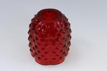 catalog photo of vintage Fenton fairy light lamp shade (no candle base) ruby red hobnail glass