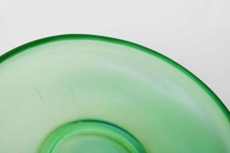 photo of vintage Fenton florentine green stretch glass flower bowl w/ uranium glow #4
