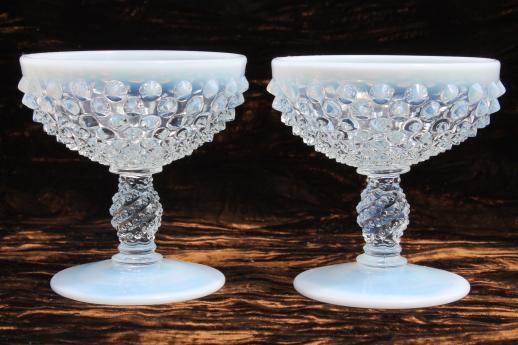 photo of vintage Fenton french opalescent moonstone glass champagne / sherbet glasses #2