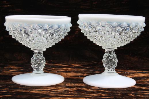 photo of vintage Fenton french opalescent moonstone glass champagne / sherbet glasses #3